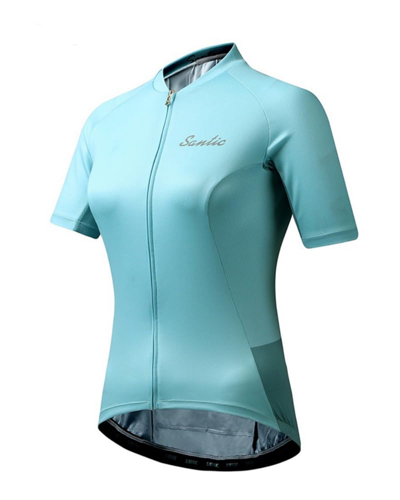 Santic Women's Cycling Jersey Short Sleeve Biking Shirt Full Zip Tops with 3 Pockets Breathable Quick Dry - Image 1